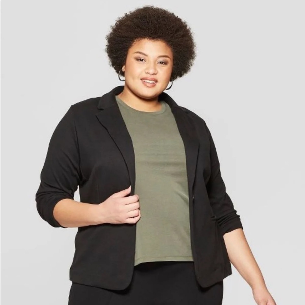 2X Ava & Viv Black Knit Blazer